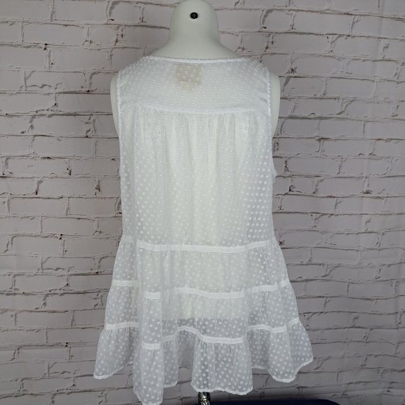 ANTHROPOLOGIE MAEVE RUFFLED‎ CLIPDOT TANK WHITE DOTTED - Picture 5 of 9